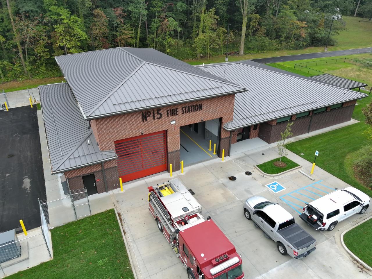 Overhead view of new fire station 15