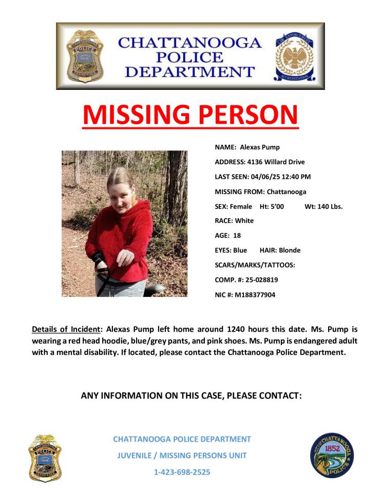 Missing Person Poster for Alexas Pump