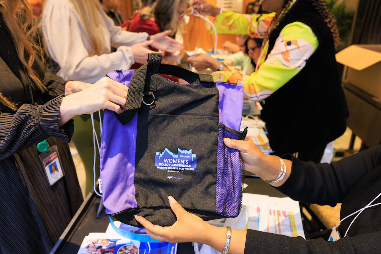 swag bag at women's policy conference