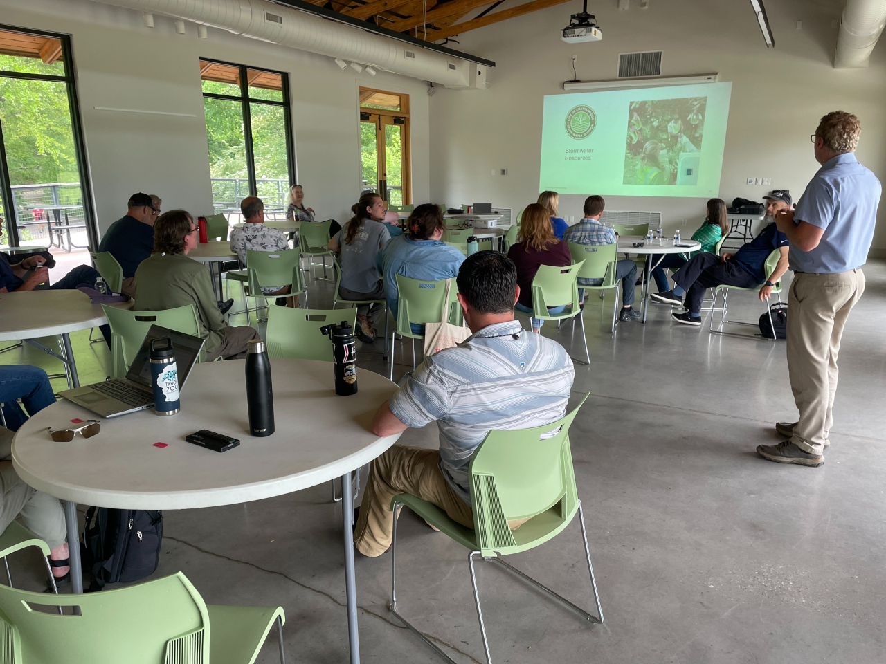 Adults learning in a classroom about Stormwater Resources