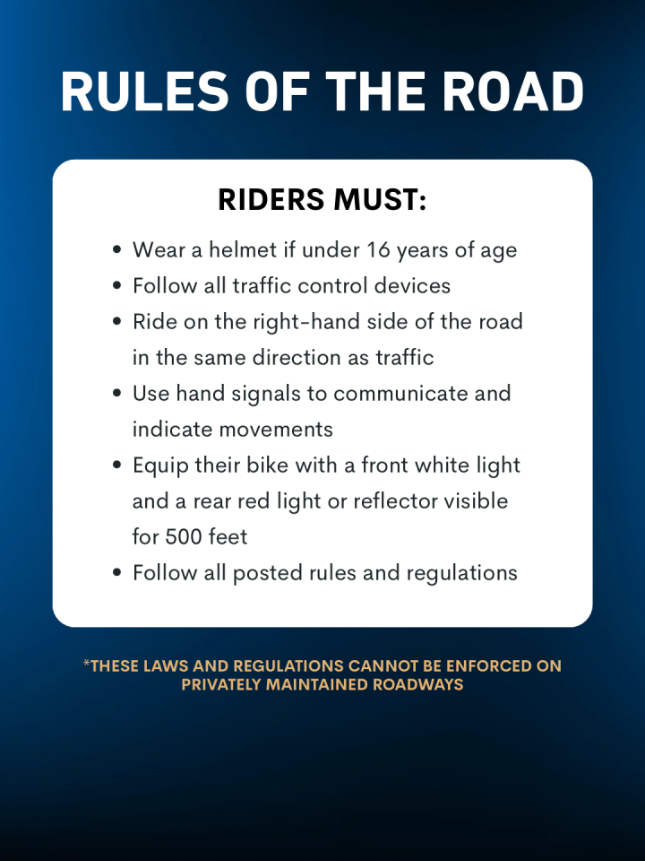 Rules of the Road for bicycle riders. 