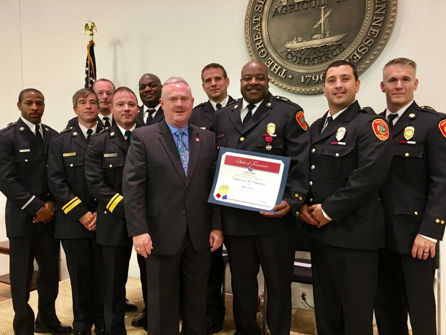 Chattanooga Firefighters Recognized with Governor's Certificate