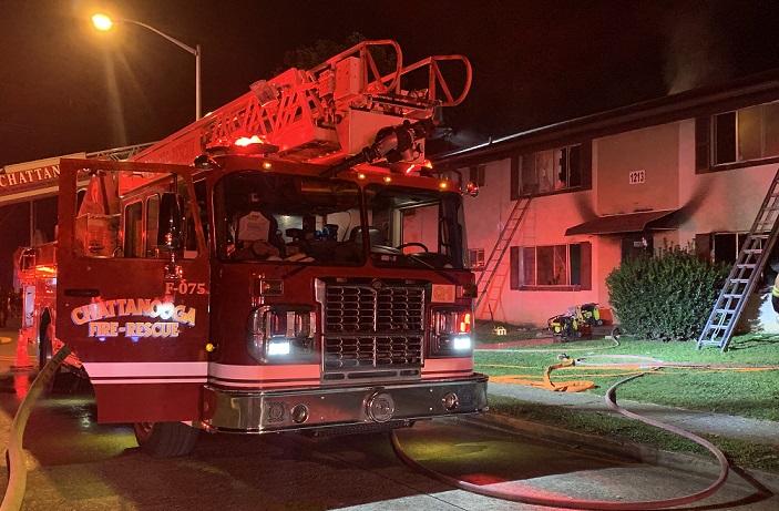 Cooking fire damages apartments