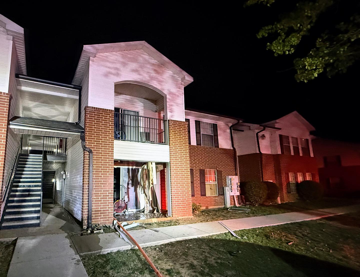 Apartment building at night